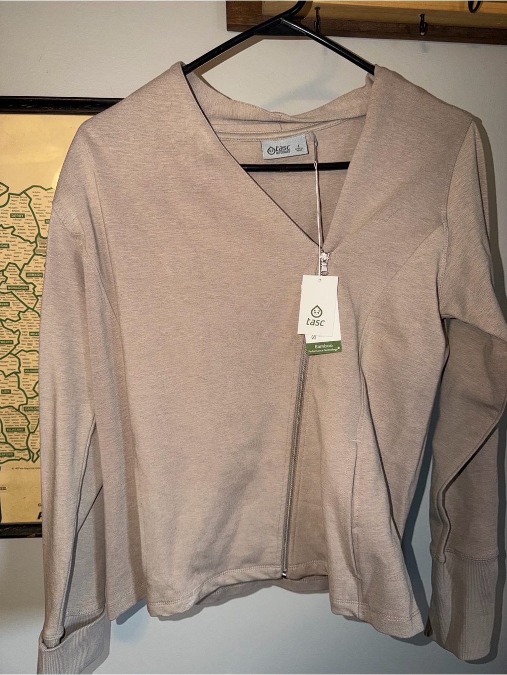 Tasc Performance Women's Asymmetric Zip Bomber Jacket - Light Taupe